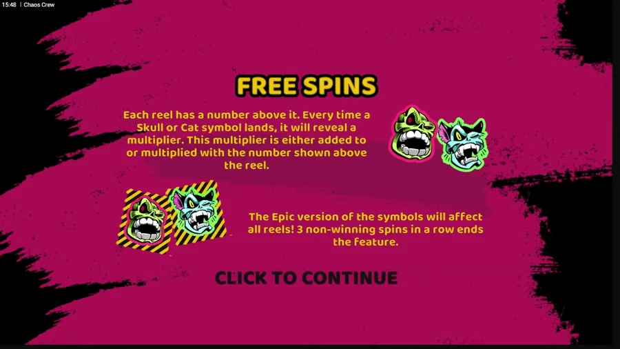 Chaos Crew free spins feature rules