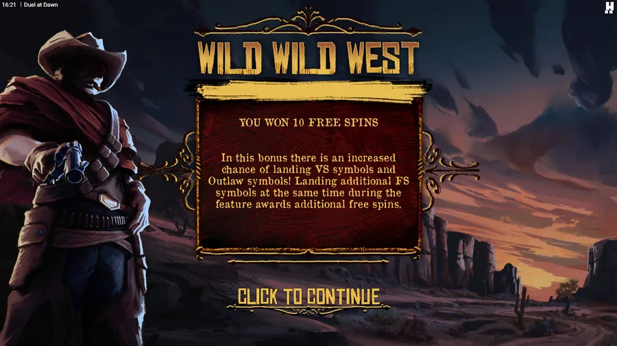 Duel at Dawn Wild Wild West free spins