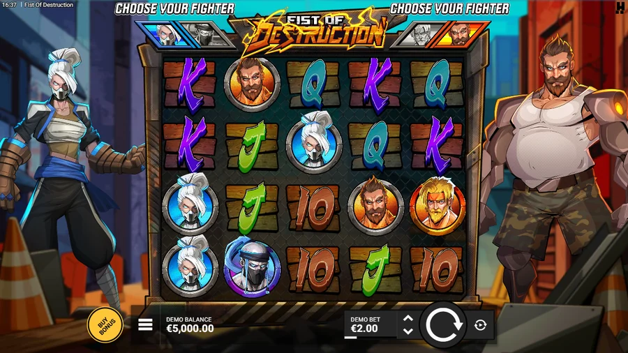 Fist of Destruction 5x4 grid 14 lines