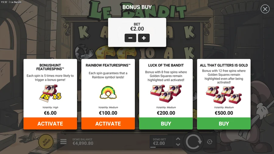 Le Bandit bonus buy menu prices
