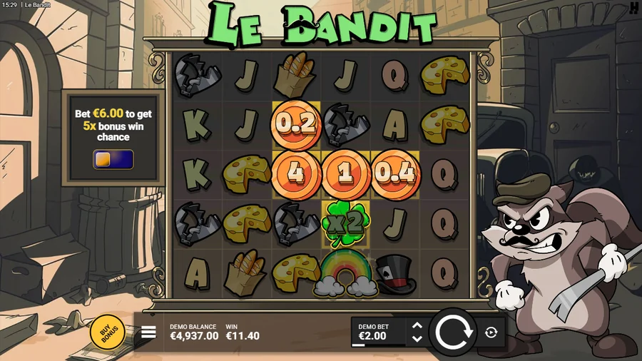 Le Bandit clover multiplier coin win