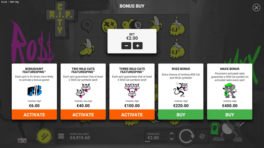 RIP City bonus buy menu